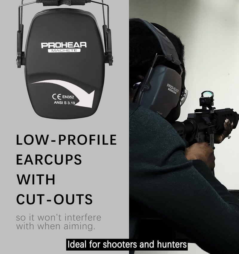 PROHEAR 016 Shooting Ear Protection Earmuffs 2 Pack, NRR 26dB for Gun Range, Hunting -Black and Black - Image 3
